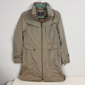 Cole Haan Topaz Iridescent Tan Hooded Raincoat Jacket S
